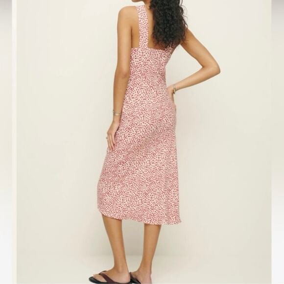NWOT Reformation Beauden Midi Dress Alma Red Floral Dot Print V-Neck Women’s M - Picture 6 of 10